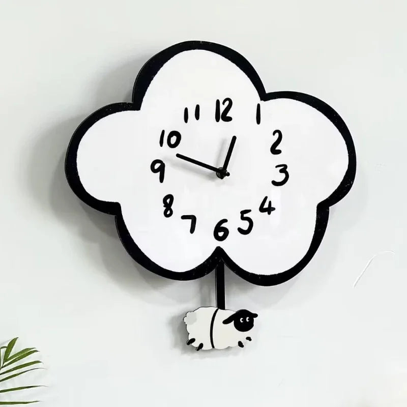 Swaying Cloud Cartoon Mute Clock Living Room Children's Room Swing Wall Clock Home Decoration Modern Simple Clock