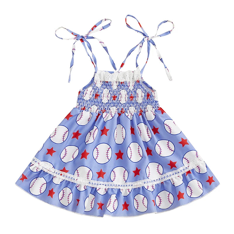 Girls Sleeveless Floral Print Ruffle Hem Summer Dress with Bow Detail and Button Closure - Casual A-line Beach Dress for