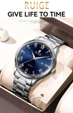 RUIGE Fashion Men's Watch Roman Scale Minimalist Men's Famous Watch Night Glow Waterproof Trendy Watch