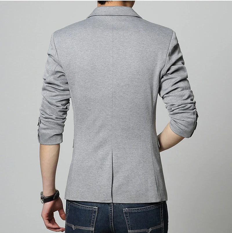 BROWON Autumn Brand Men Blazers Slim Fit Casual Suit Jacket Sold Color One Button Korean Style Business Wedding Party Blazer