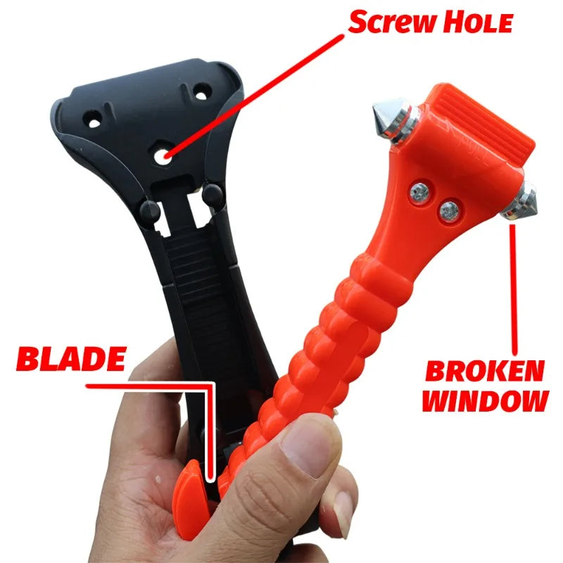 Car Breaking Window Emergency Escape Hammer 2-in-1 High Hardness Carbon Steel Safety Hammer Seatbelt Cutter for Auto Truck Bus