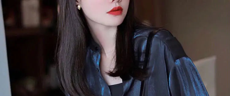Comfortable Turn-down Collar All Seasons Women's Clothing 2023 Chiffon Trend All-match Korean Solid Color Long Sleeved Blouses