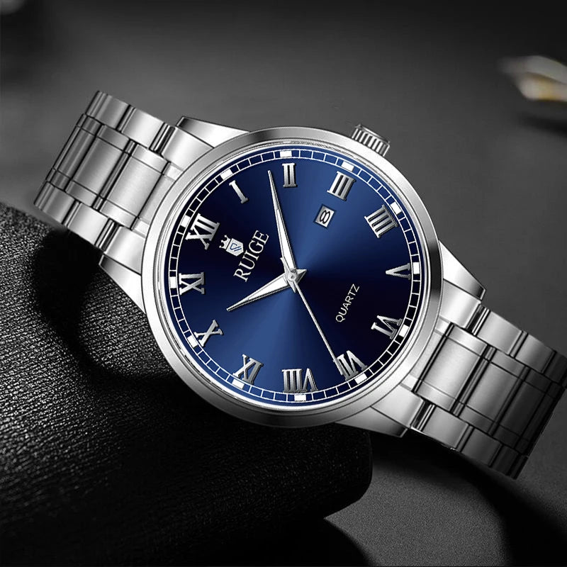 RUIGE Fashion Men's Watch Roman Scale Minimalist Men's Famous Watch Night Glow Waterproof Trendy Watch