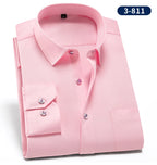 2023 Non-Iron Solid  Soft Easycare Stretch Shirts Men Spandex Long Sleeve Dress Shirt Men Office Shirts Men Clothing