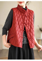 2024 New Autumn Winter Parkas Women Puffer Vest Loose Cropped Stand Collar Sleeveless Vest Jackets Down Cotton Padded Waistcoat