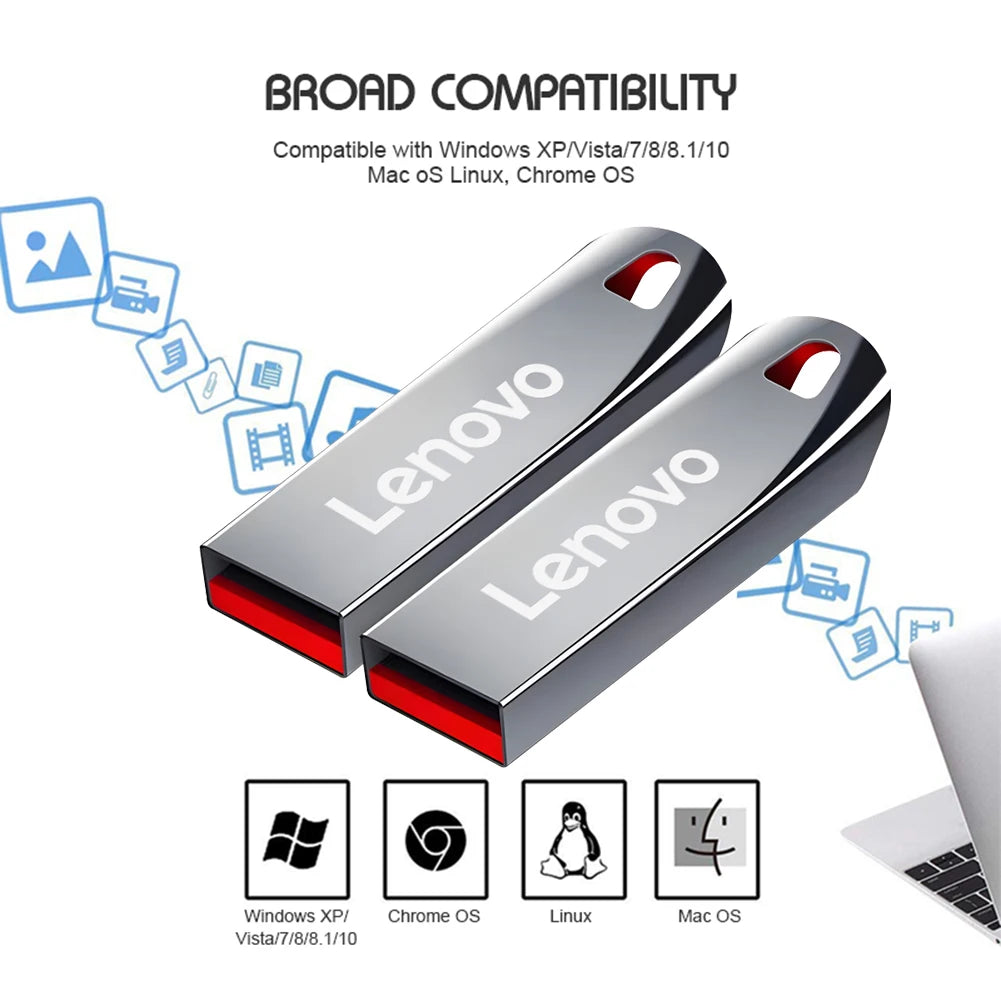 Lenovo U Disk 2TB 256GB 512GB Metal USB3.1 Dustproof Titanium Gamer Design USB  Flash Drive 128GB  Pen Drive 512GB 1TB